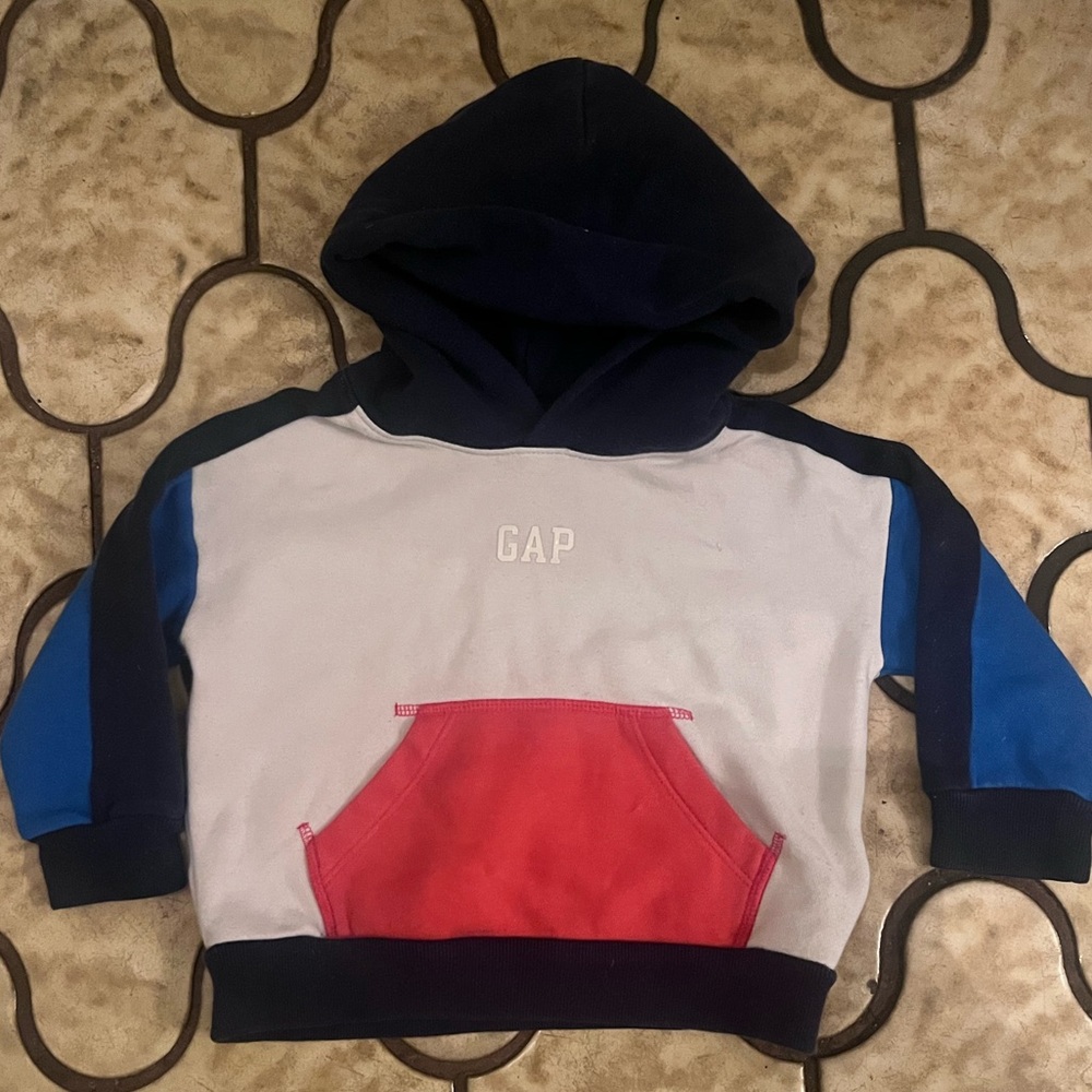 GAP Kids Colorblock Hoodie - Blue, Red, White